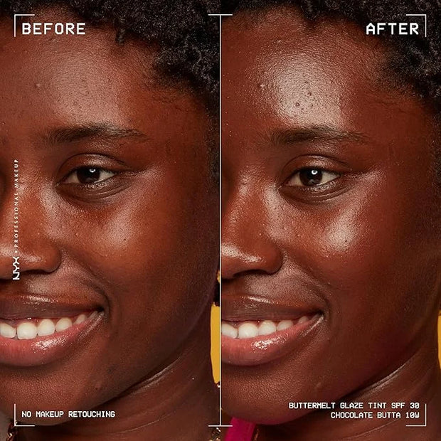 NYX PROFESSIONAL MAKEUP Buttermelt Glaze Soft Glow Skin Tint + SPF 30, Up To 12HR Wear, 10 Chocolate Butta - Product Image