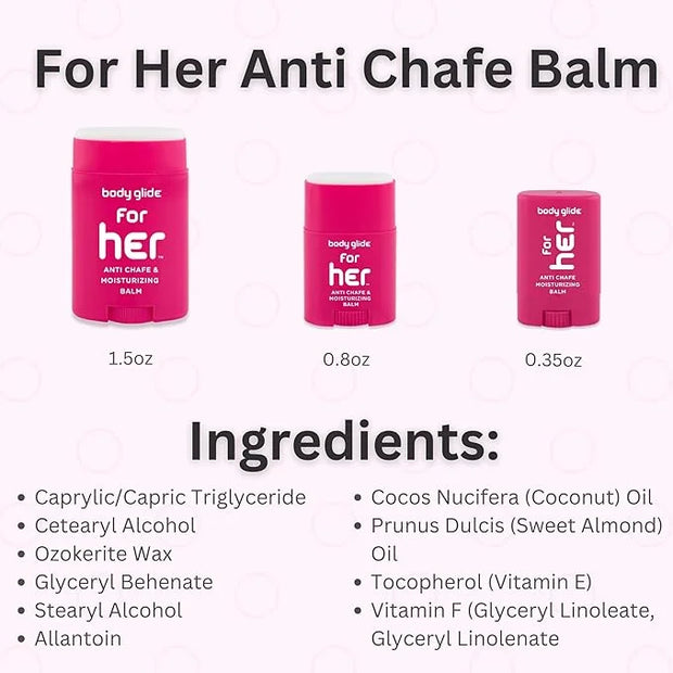 Body Glide For Her Anti Chafe Balm | Chafing stick with added emollients | Great for dry, sensitive skin and/or sensitive ...
