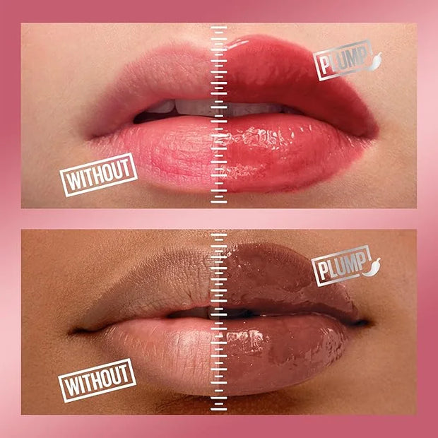 MAYBELLINE Lifter Gloss Lifter Plump, Plumping Lip Gloss with Chili Pepper and 5% Maxi-Lip, Cocoa Zing, Sheer Cool Brown, ...