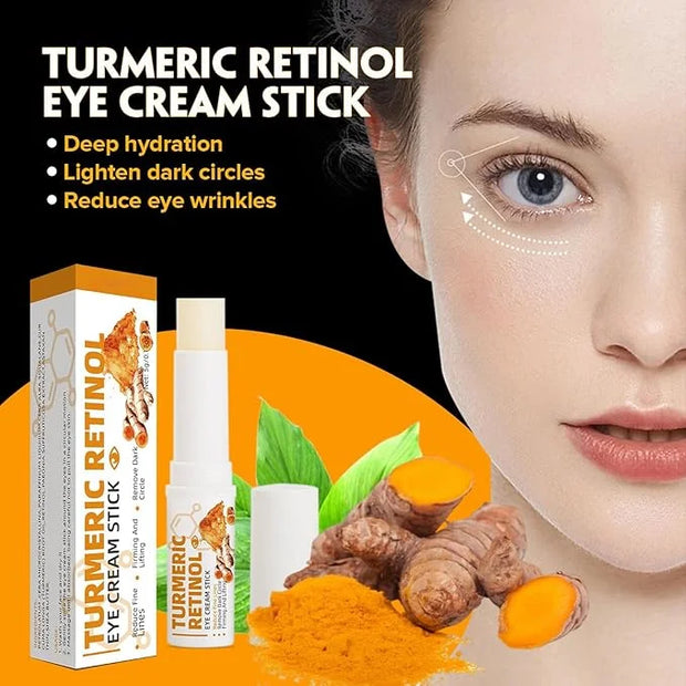 Retinol Eye Cream Anti Aging, Turmeric moisturizer Eye Balm Stick Hydrating Retinol Eye Cream Stick for Dark Circles and P...