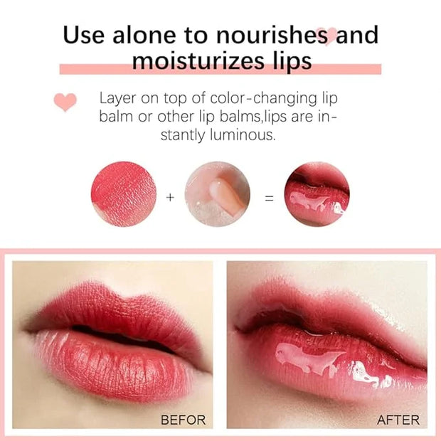 Plumping Lip Oil,Hydrating Lip Gloss Tinted Lip Balm Lip Care Transparent Toot Lip Oil,Big Brush Head Glass Lip Glow Oil F...