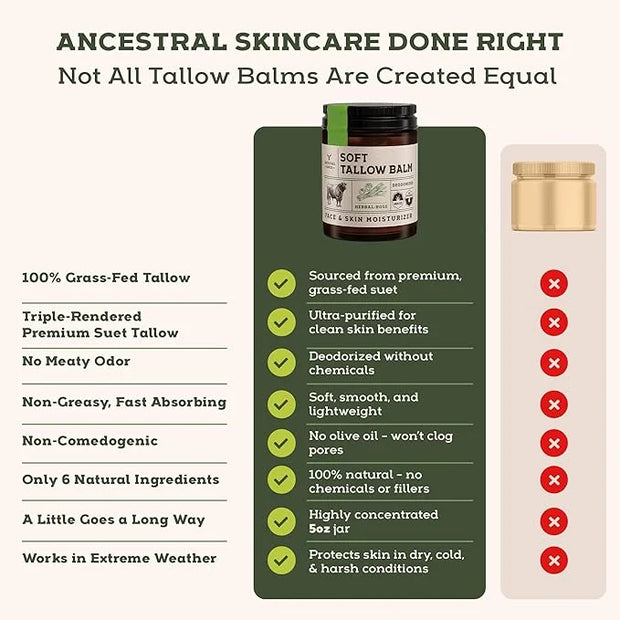 Beef Tallow for Skin - Beef Tallow For Face - Tallow Face Moisturizer - Beef Tallow Moisturizer - Tallow Balm - Grass Fed ...
