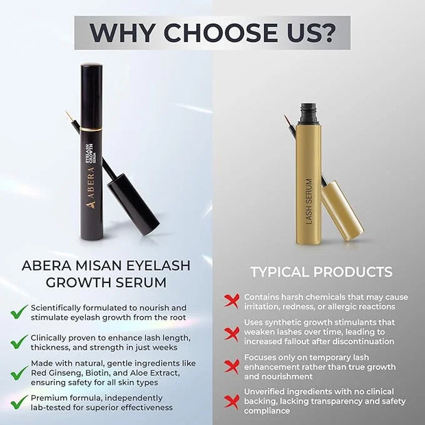 Abera Misan Eyelash Growth Serum (Upgrade Version) - Natural Lash Booster and Lash Enhancer, Regenerating and Nourishing L...