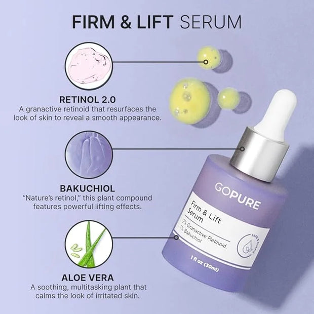 goPure Ultimate Firming Set - Skincare Routine for Firmer-Looking Skin, 4 Piece Set Includes Tightening Neck Cream, Hydrat...