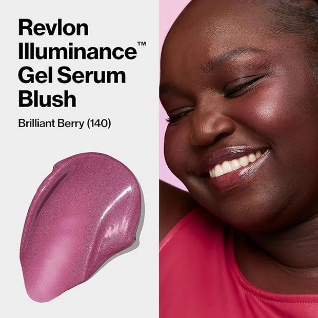 Revlon Illuminance Gel Serum Blush, Visibly Plump Cheeks, Dewy Finish and Hydrates All Day, 140 Brilliant Berry, 0.37 fl o...