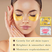 30PCS Lip Mask & Under Eye Mask, 24K Under Eye Patches for Puffy Eyes, Pink Lip Masks Skincare, Effectively Moisturizing t...