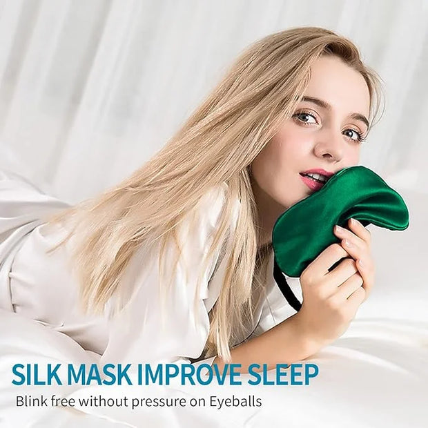 2-Pack 100% Real Natural Silk Eye Mask, Silk Sleeping Mask, Shade Puffy Eye Gift with Adjustable Straps, Sleep Eye Mask, S...