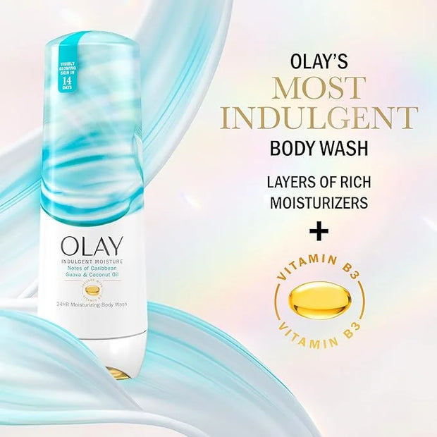 Olay Body Wash for Women, Indulgent Moisture, 24hr Moisturizing & Nourishing Formula, Infused with Vitamin B3 Complex, Lux...