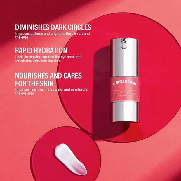 Retinol Eye Cream for Dark Circles and Puffiness, Anti Aging Under Eye Cream Reduce Wrinkles Fine Lines, with Collagen and...
