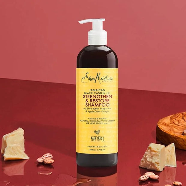 SheaMoisture Strengthen and Restore Shampoo for Damaged Hair Strengthen & Grow to Cleanse and Nourish 24 oz - Product Image