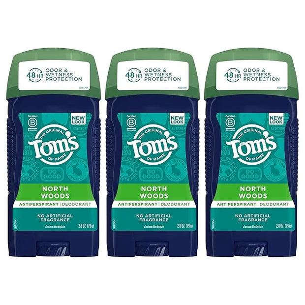 Tom's of Maine Antiperspirant Deodorant for Men, North Woods, 2.8 oz, Pack of 3 (Packaging May Vary) - Product Image