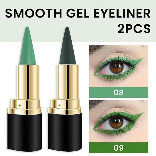 Kaely 2Pcs Light Dark Green Gel Eyeliner Pencils Set,Waterproof Color Colored Eye Liner Crayon,Cat Eye Stencil Gothic Hall...