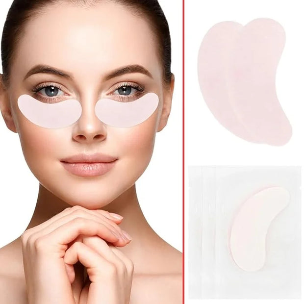 100 Pairs Hydrogel Under Eye Gel Patches Lint Free Eye Lash Pads Eyelash Extension Tool Mask Eyepads, Transparent/Pink - P...