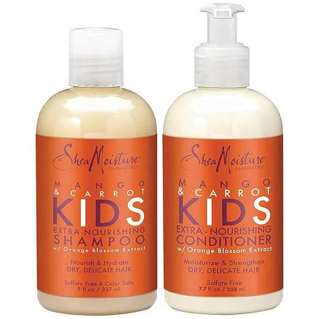Shea Moisture Mango & Carrot Kids, Extra-Nourishing, Shampoo (8 Oz) and Conditioner (7.7 Oz), Orange Blossom Extract, Dry,...