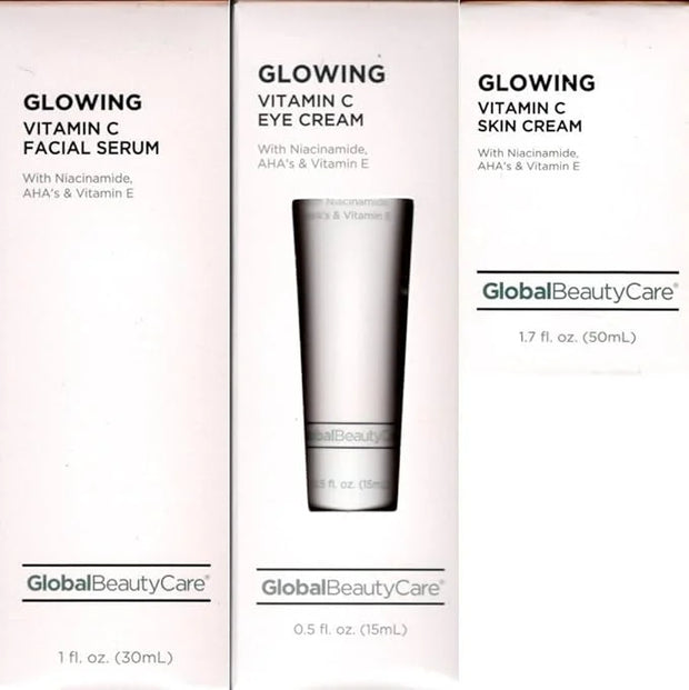 Global Beauty Care Glowing Vitamin C 3 Piece Set with Vitamin C Eye Cream, Vitamin C Skin Cream and Vitamin C Eye Cream wi...