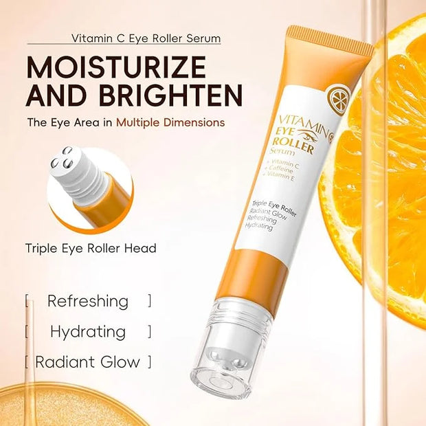 Easilydays Vitamin C Eye Cream & Under Eye Serum, Refreshing, Hydrating, Radiant Glow Eye Care Eye Roller Serum with 360° ...