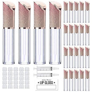 AMORIX 24 Pack 5ml Lip Gloss Tubes with Wand Lip Gloss Containers Lipgloss Supplies Kit with 2pcs Syringes + Labels for DI...