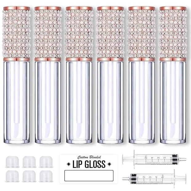 AMORIX 6pcs Lip Gloss Tubes with Wand 5ml Empty LipGloss Containers Pearl Diamond Lipgloss Bottles Lip Gloss Supplies Kit ...