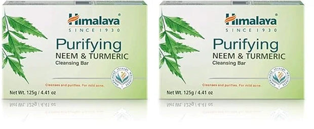 Himalaya Purifying Neem & Turmeric Cleansing Bar for Clean and Healthy Looking Skin, 4.41 Oz (125 gm) (Pack of 2) - Produc...