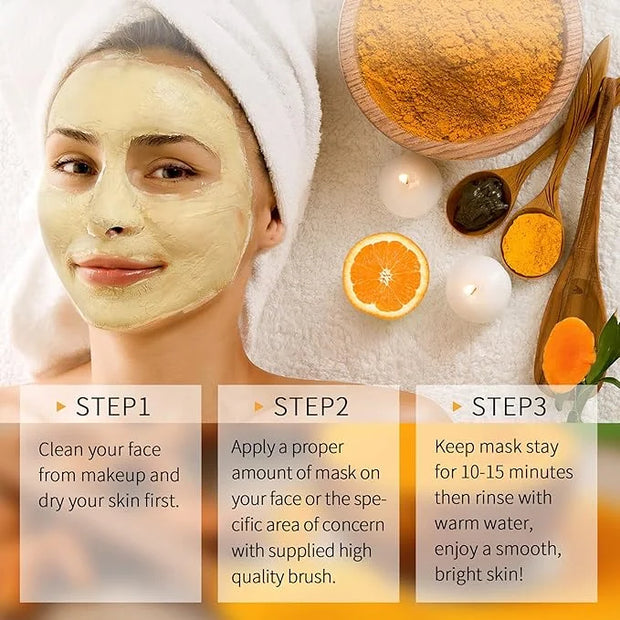 Vitamin C Face Mask with Kaolin Clay and Turmeric for Dark Spots, Dull Skin, Skincare Facial Mask for Controlling Oil and ...