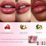 Glow Lip Oil Set, 4 Colors Tinted Glow Lip Oil Set, Hydrating Transparent Moisturizing Plumping Non-Sticky Big Brush Head ...