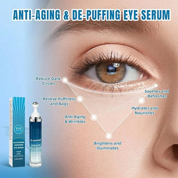 5% Caffeine Eye Cream & Under Eye Serum for Dark Circles and Wrinkles, Under Eye Bags Treatment, Anti-Aging Caffeine Eye S...
