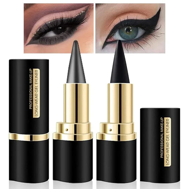 Kaely 2Pcs Black Gray Gel Eyeliner Pencil,Natural Cream Eye Liner Waterproof Smudge Proof,Cat Eye Black Smokey Eyeshadow P...
