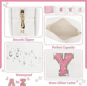 Initial letter patch makeup bag,