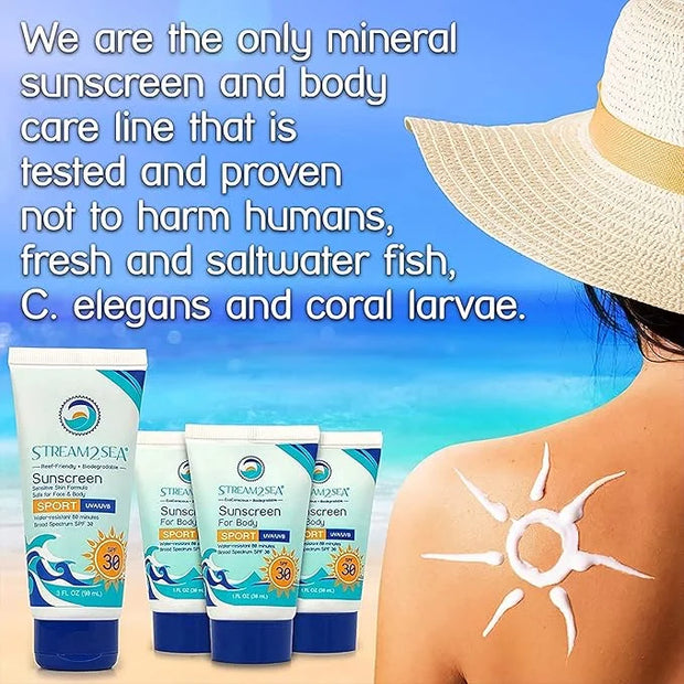 STREAM 2 SEA 6 Pack Natural Travel Sized Toiletries, 1oz Paraben Free Sample Size Shampoo, Conditioner, Lotion, Mineral Su...
