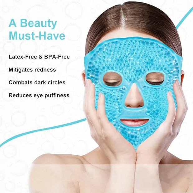 Cold Face Eye Masks Ice Face Mask Hot Cold Compress For Dark Circles, Puffiness, Migraines, Headache, Stress, Redness, Coo...