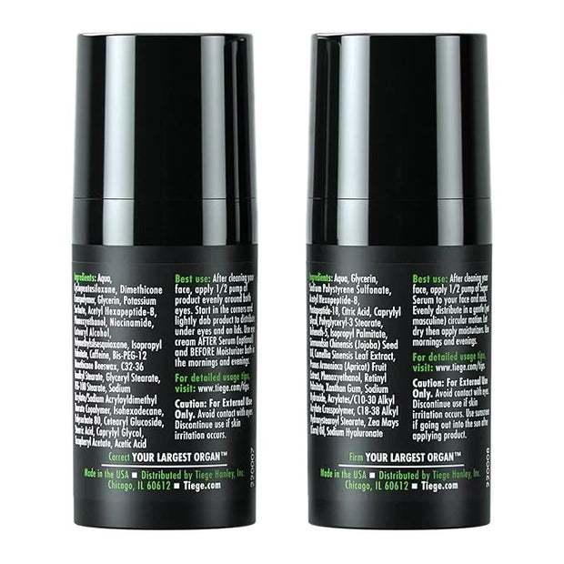 Tiege Hanley Morning and Night Facial Firming Serum (SUPER SERUM) and Eye Cream (EYES) for Men | Anti-Aging Pack | Sodium ...