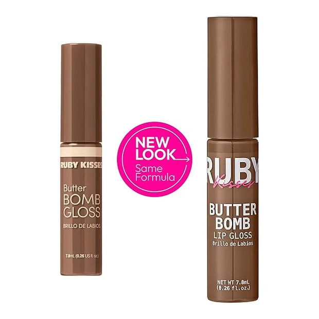 Ruby Kisses Lip Gloss Butter Bomb Gloss Non-Sticky Lip Gloss Vitamin E Natural Nude Lip Makeup - 7.8mL (0.26 US fl.oz) (Ci...