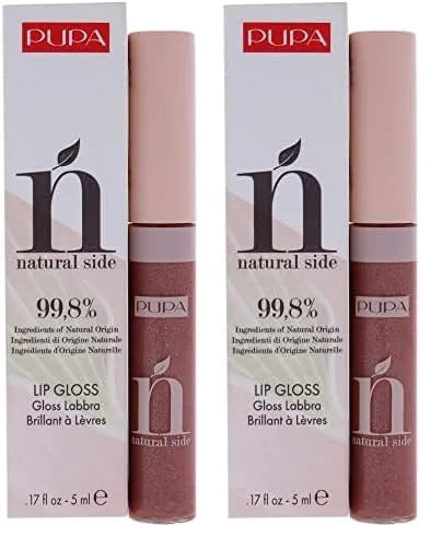 Pupa Milano Natural Side Lip Gloss - High Shine And Color Payoff - Nourishing Formula - Made With Natural Ingredients - En...