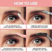 FANDAMEI Eyebrow Kit with Leather Case - Eyebrow Scissors, Tweezers, Razor, Brush for Women & Men - Facial Hair & Ingrown ...