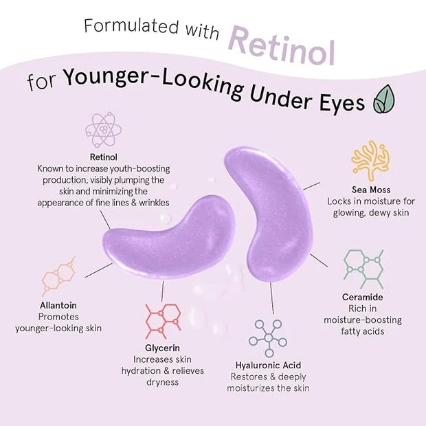 grace & stella Under Eye Patches for Puffy Eyes and Dark Circles (Retinol, 24 Pairs) Restoring Gel Under Eye Masks with Hy...