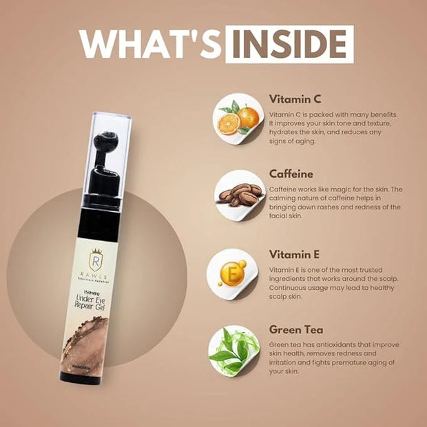 Under Eye Gel – Reduces Puffiness, Dark Circles & Eye Bags – With Hyaluronic Acid, Niacinamide & Marine Botanicals – Light...