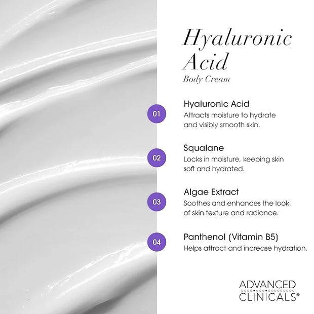 Advanced Clinicals Retinol Body Cream + Hyaluronic Acid Moisturizer 2pc Skincare Set | Face Cream & Body Lotion For Women ...