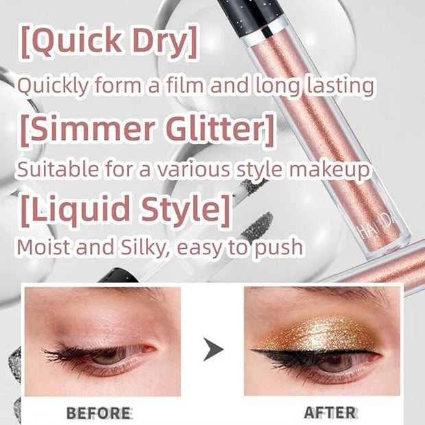 Glitter Eyeshadow Shimmer Long Lasting Effect Shiny Pigment Eyeshadow Glow Eye Makeup (Light Brown) - Product Image
