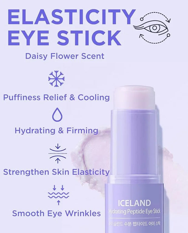 THESAEM Iceland Hydrating Peptide Eye Stick 0.24oz - Elasticity, Cooling, Moisturizing Eye Balm for Loose Skin – Under Eye...