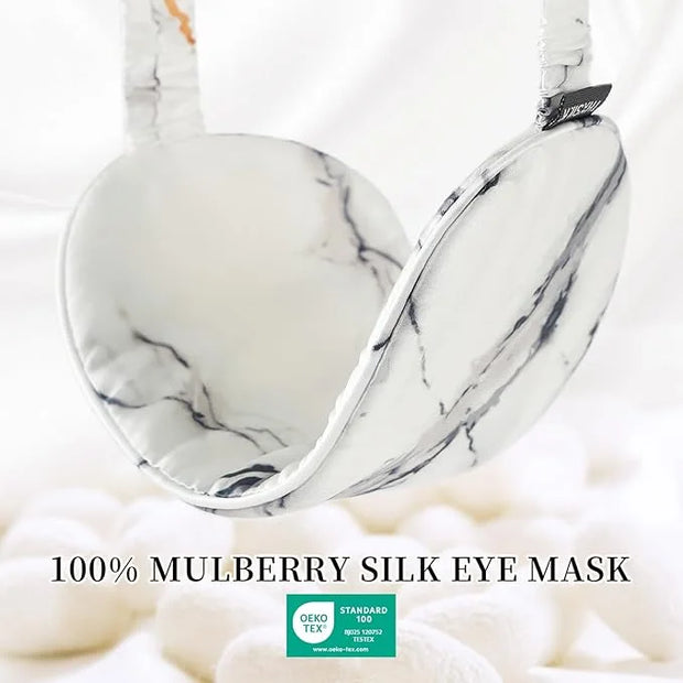 THXSILK Sleep Mask 100% 19 Momme Pure Mulberry Silk Super Smooth Cooling Decorative Sleep Eye Mask Blackout Eye Cover with...