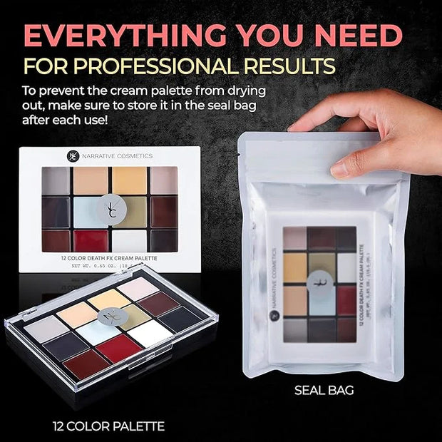 12-Color Death FX Cream Palette, Professional Quick Drying