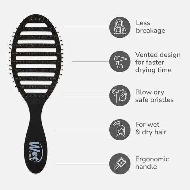 Wet Brush Speed Dry Hair Brush, Black Frost - Vented Design & Soft HeatFlex Bristles Are Blow Dry Safe - Ergonomic Handle ...