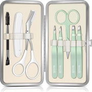 TsMADDTs Tweezers for Women, 8 in 1 Eyebrow Kit with Tweezers, Trimmer, Scissor, Razor, Brush with Travel Bag, Eyebrow Sha...