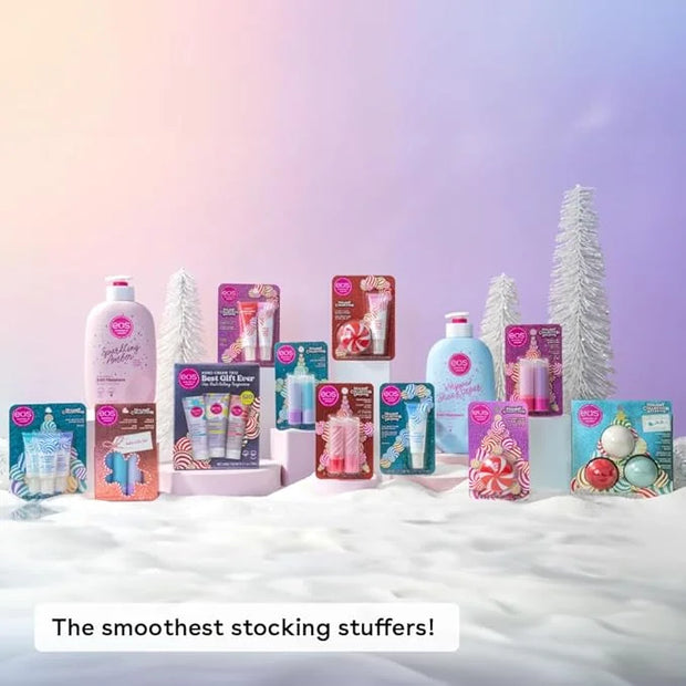 eos Holiday Lip Treatment Gift Set- Candy Cane Swirl Lip Scrub & 24H Moisture Super Balm, Limited-Edition Lip Care, Stocki...