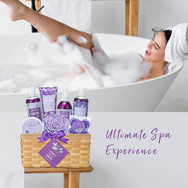 Mother's Day Gifts for Mom Gift Basket for Women, Luxury 11Pcs Floral Perfume Scents Bath and Body Home Spa Gift Kit with ...