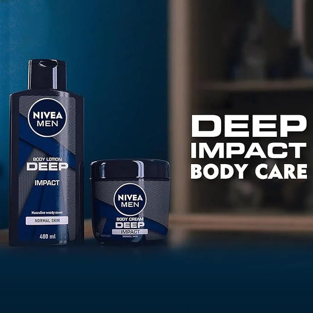 Beiersdorf Nivea Men Body Cream Deep Impact Normal Skin 13.5oz 48h Moisture - Product Image