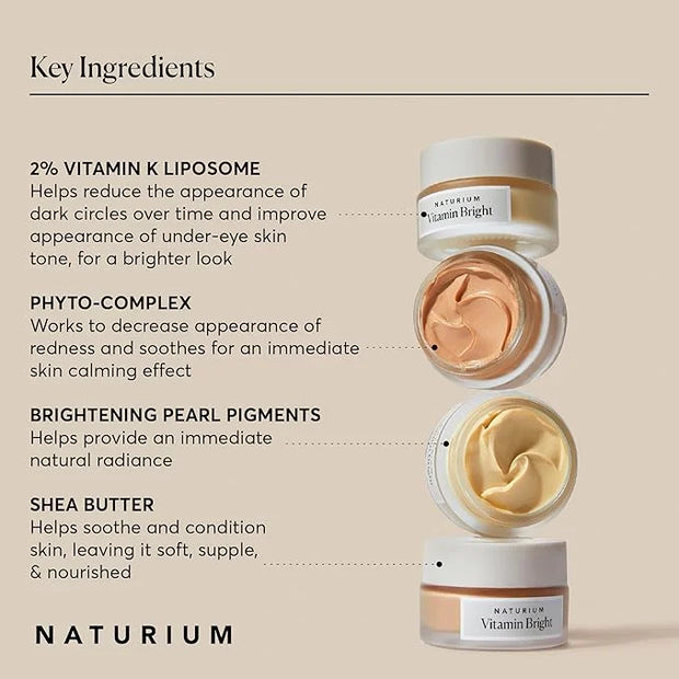 Naturium Vitamin Bright Illuminating Eye Cream, Under Eye Repair Cream for Dark Circles, with Vitamin K, Phyto-Complex, & ...