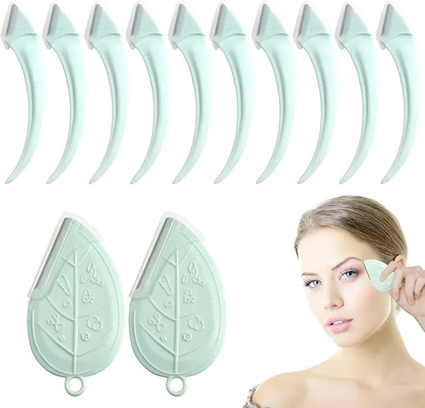 ONEUPIN 12PCS Eyebrow Trimmer Set Stainless Steel Leaves Curved Eyebrow Razor Trimmer Facial Shaver Razor Brow Shaper Suit...