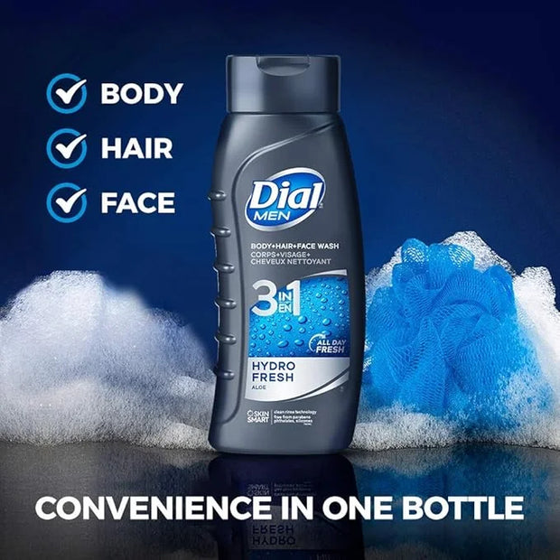 Dial Men Hair + Body Wash, Hydro Fresh, 20 fl oz (Pack of 4) - Product Image
