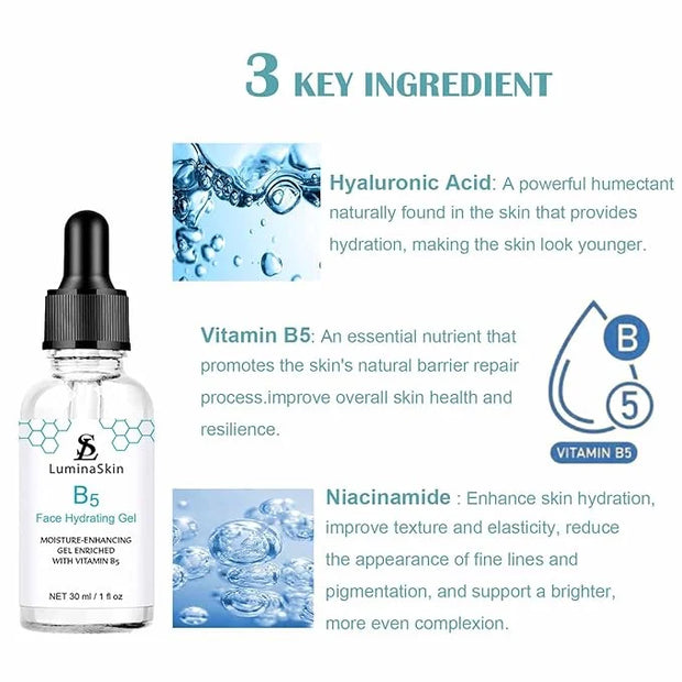 Hydrating Vitamin B5 Gel Skin Moisture-Enhancing Gel, Hyalu B5 Pure Hyaluronic Acid Serum for Face, with Vitamin B5, Anti-...